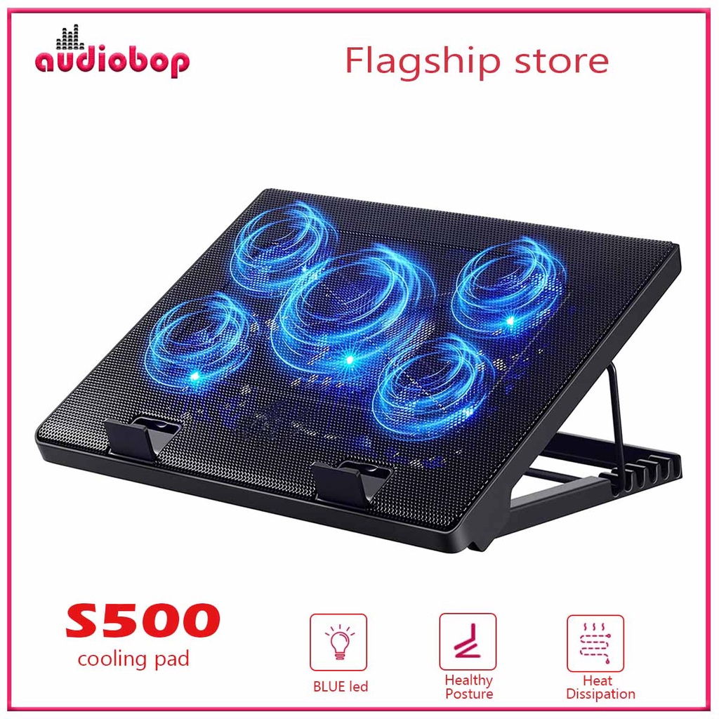 Audiobop Gaming 5 Quiet Fans 6 Adjustable Height Cooling Stand Cooling