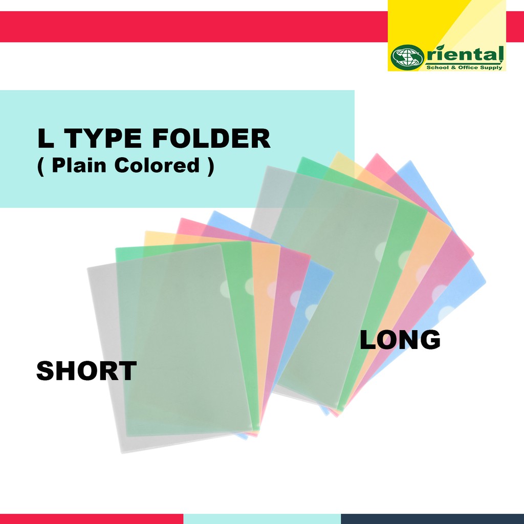 Transparent Plastic LType Folder in Different Colors and Sizes