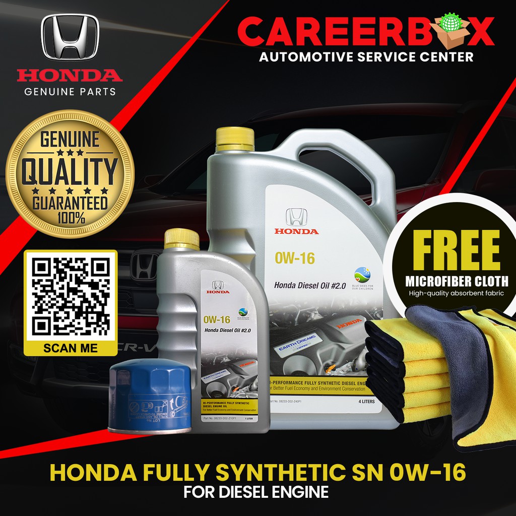 Honda Diesel Engine Oil SN 0W16 5 Liters With Oil Filter and Drain