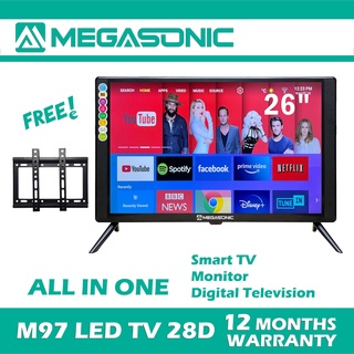 MEGASONIC M97-28D  26 inch Screen SMART TV AND DIGITAL TV ALL IN ONE With Wall Bracket