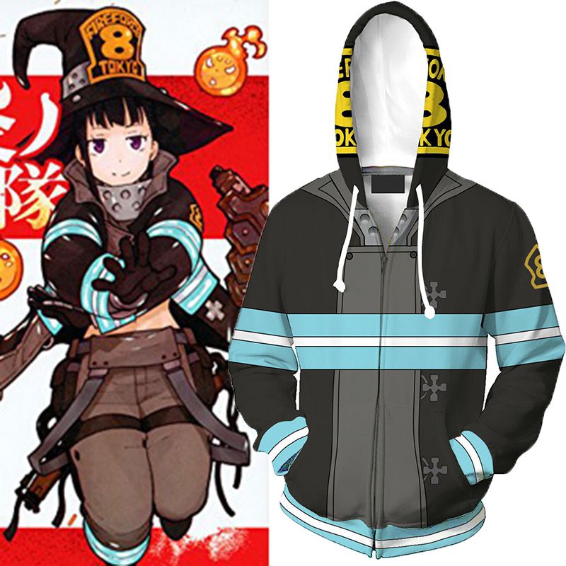 Anime Enn Enn No Shouboutai Fire Force Hooded Firesoldier Zipper Jacket ...