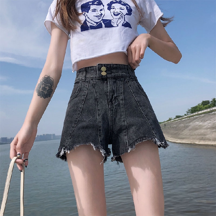 high rise jean shorts