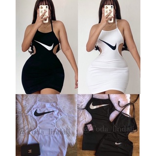 bodycon tie dress blac,white statement