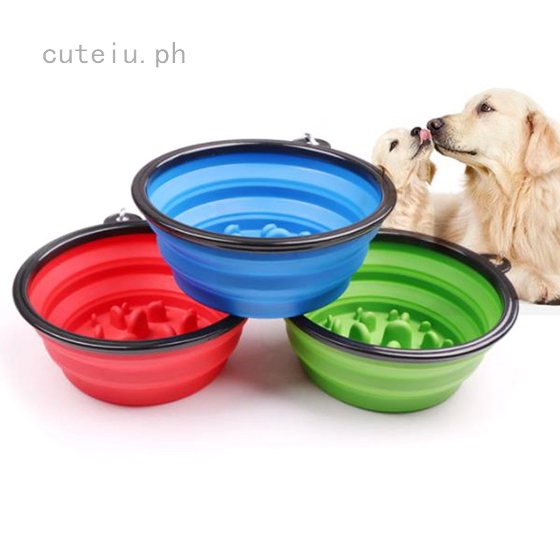 Water And Food Outdoor Pet Slow Feeder Bowl Dog Water Bottle