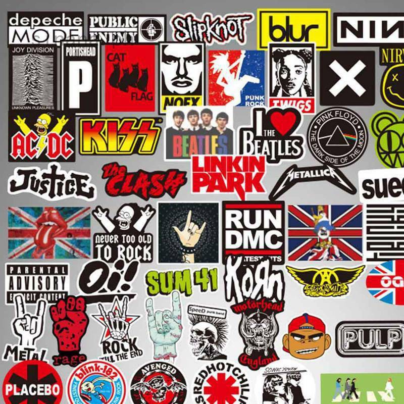 Rock Band Logo Stickers Decal Lot Punk Music Vinyl Heavy Metal Laptop Car 100pcs 