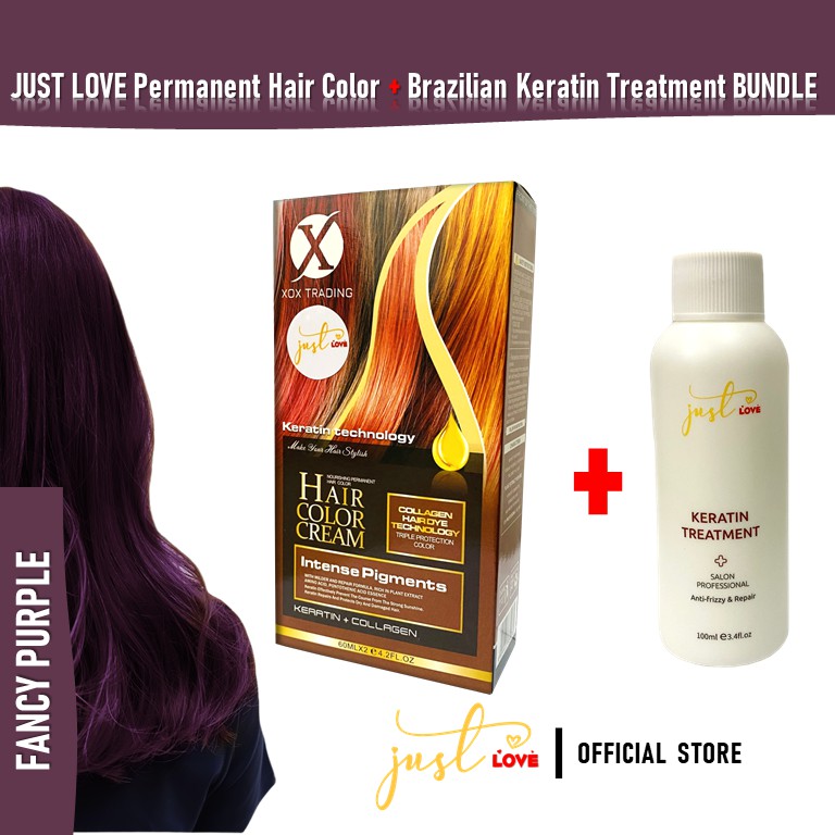 Just Love Permanent Hair Color Fancy Purple and Brazilian Keratin Treatment  100ml BUNDLEHair Care | Shopee Philippines
