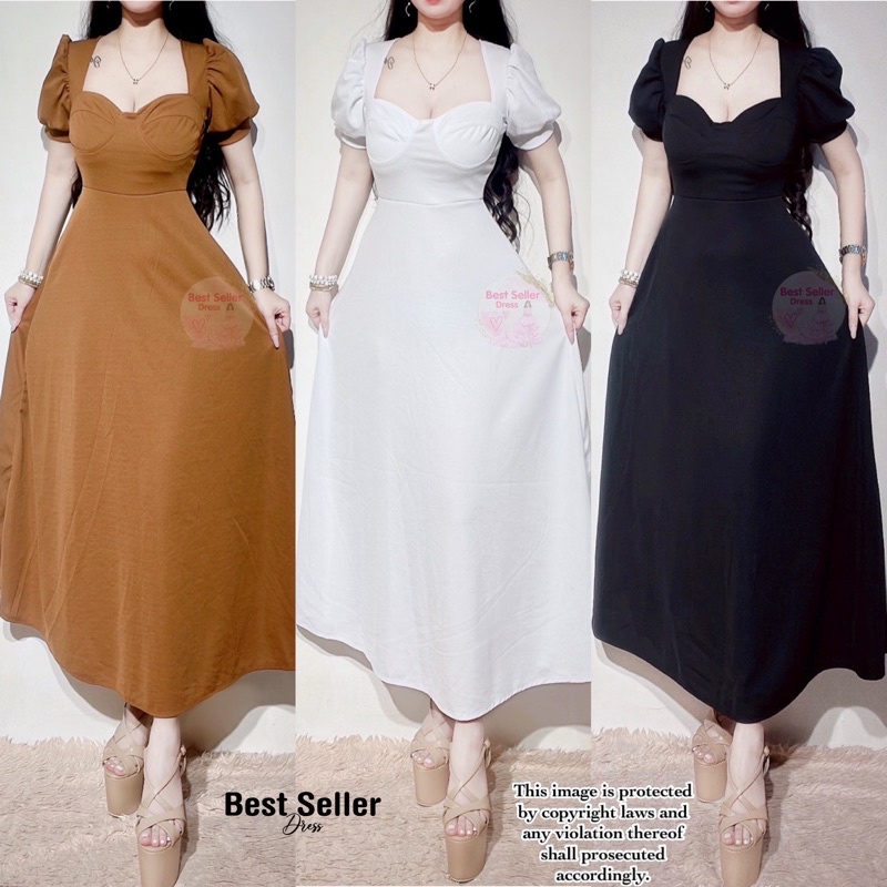 BEST SELLER LADY REGULAR/PLUSSIZE PUFF SLEEVES CORSET DRESS (BEST