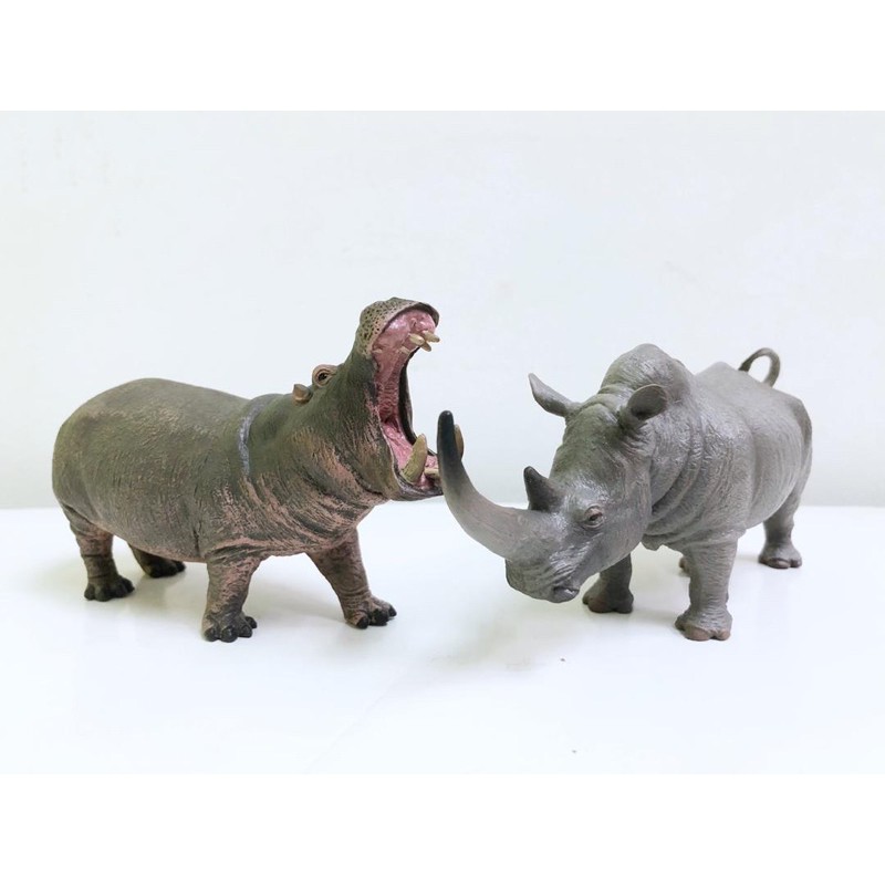 Hippopotamus With White Rhinoceros Figurines Collecta Shopee