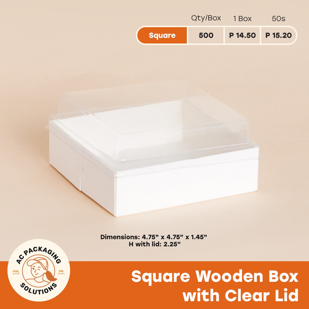 (50 pcs) Wooden Pastry Boxes with Clear Lid Shopee Philippines