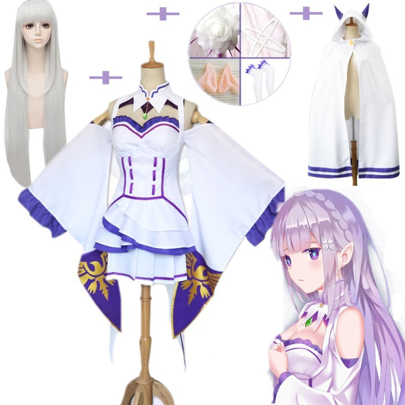 Japanese Anime Re Zero Kara Hajimeru Isekai Seikatsu Emilia Adult Female Costume Cosplay Headdress Elf Ears Cosplay Shopee Philippines