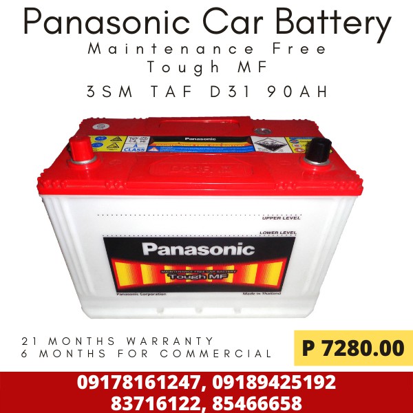 Panasonic Maintenance Free Car Battery 3sm Taf D31 21 Months Warranty 6 Months For Commercial Shopee Philippines