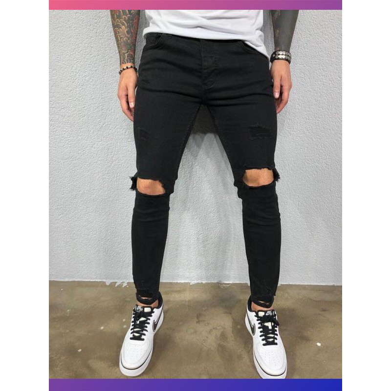 men's stretch ripped jeans
