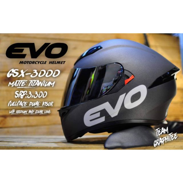 Evo Gsx 3000 Matte Titanium Fullface Dual Visor Shopee Philippines