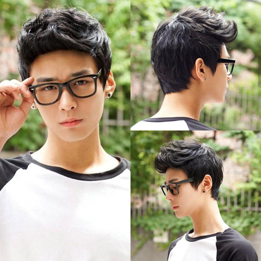 Fashion Short Men Hair Wig Male Hairpiece Dyed Synthetic Cosplay