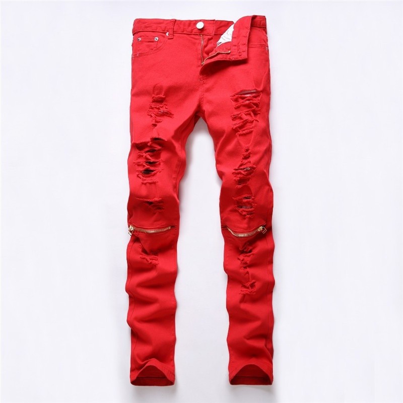 plus size red ripped jeans