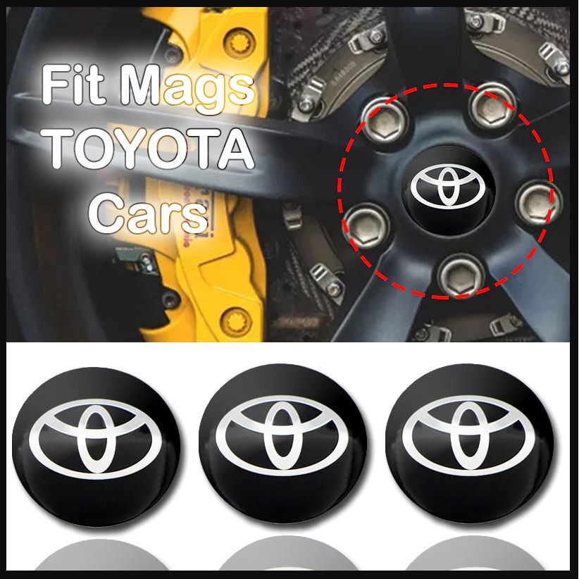 TOYOTA 4PCS Wheel Center Hub Cap Stickers Decal 56mm Hub Center Cap Car