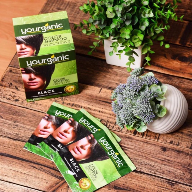 Blackening Color Shampoo Yourganic 30ml Black with free gloves Shopee