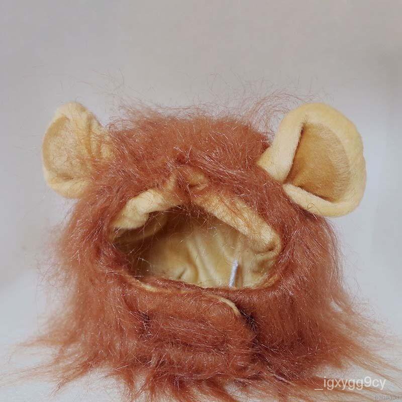 COD 1002 Pet Cat Dog Emulation Lion Hair Mane Ears Cap Autumn Lion Mane Wig Ehkd #6