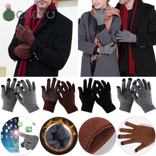 CACTU Fashion Warm Gloves Phone Touch Full Finger Mittens Touch Screen Christmas Gifts Non-slip Men Women Stretch Wool Knitted/Multicolor