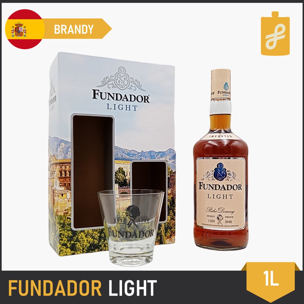 Fundador Light Brandy 1L w/ Brandy Glass Shopee Philippines