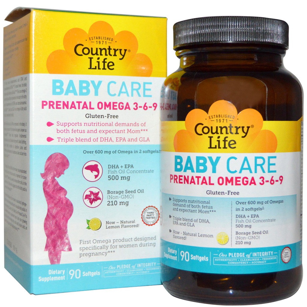 Country Life, Baby Care, Prenatal Omega 369, 90 Softgels Shopee