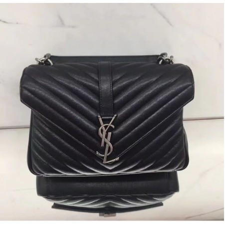 ysl black bag silver chain