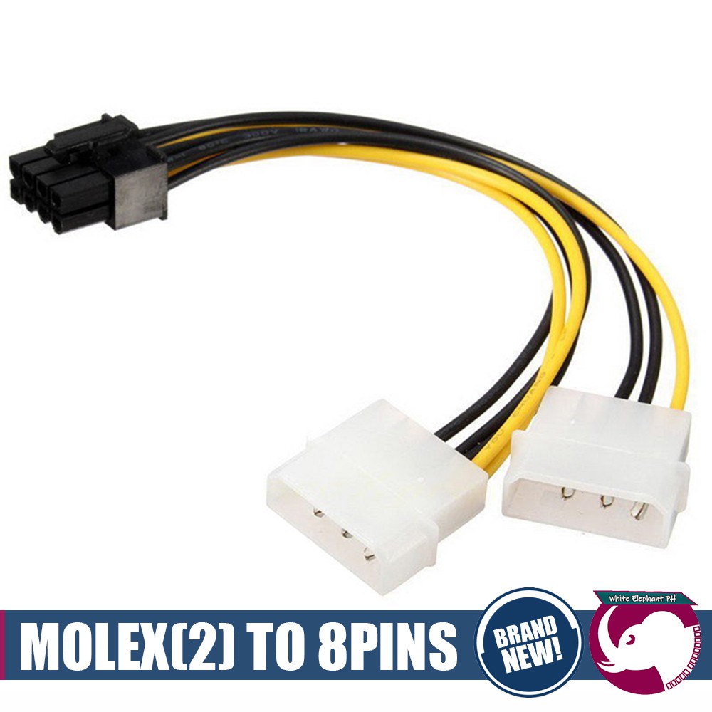 Molex (2x) to GPU 8-Pins Connector Adapter | Shopee Philippines