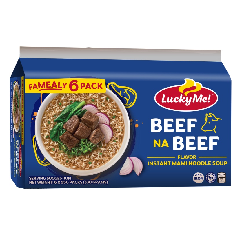 Lucky Me! Instant Noodle Soup Beef na Beef Multipack 55g 6 Pieces