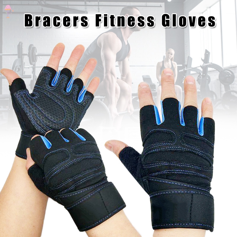 LL Men Women Gym Gloves with Wrist Wrap Support for Workout Fitness