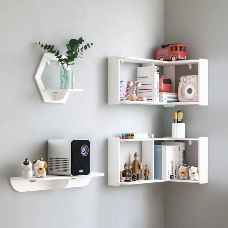 Wall Shelf Minimalist Floating Wall Mount Corner Shelves Storage Rack ...