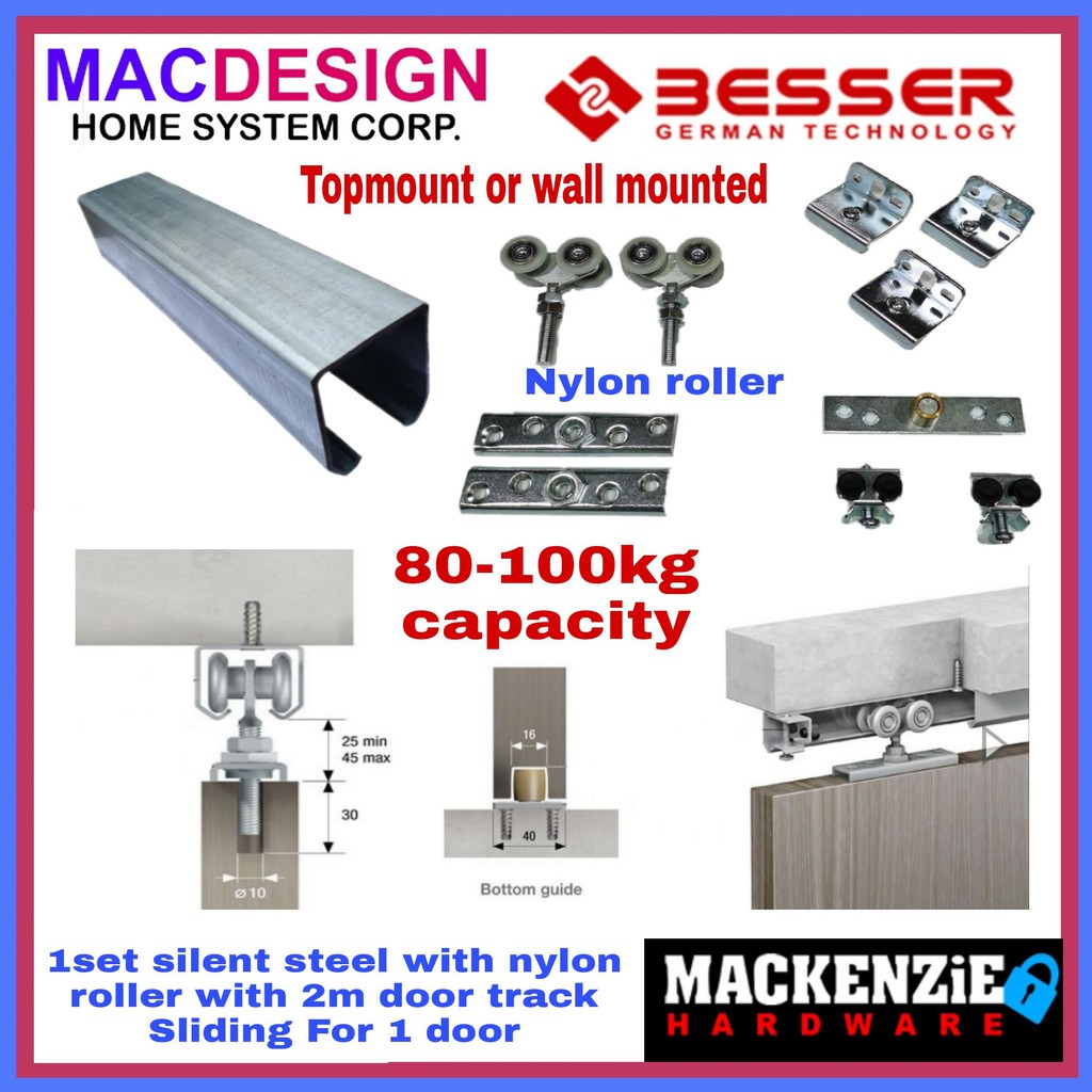 BESSER S20 NYLON SLIDING DOOR ROLLER SET FOR 1 DOOR 80 TO 100KG