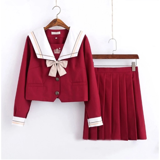 New Red JK Uniform Autumn Summer Japanese School Uniforms High School ...