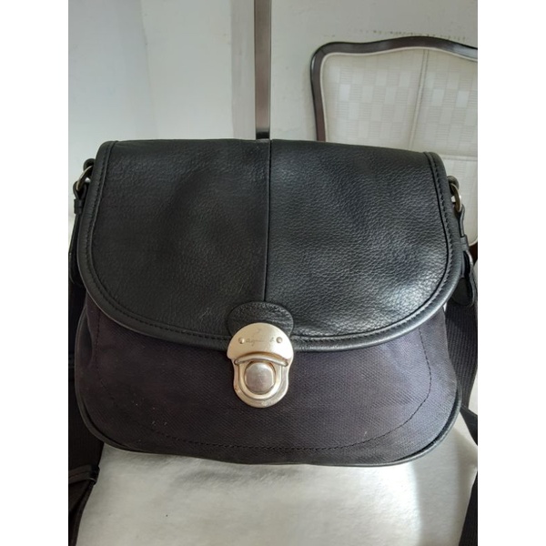 AUTHENTIC AGNES B BODY SLING BAG LEATHER AND CANVASS | Shopee Philippines