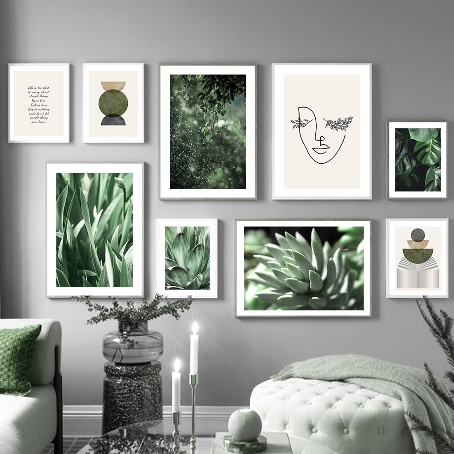 Succulent Plant Monstera Olive Leaf Girl Poster And Print Canvas Painting Nordic Wall Pictures For Home Living Room Decor No Frame