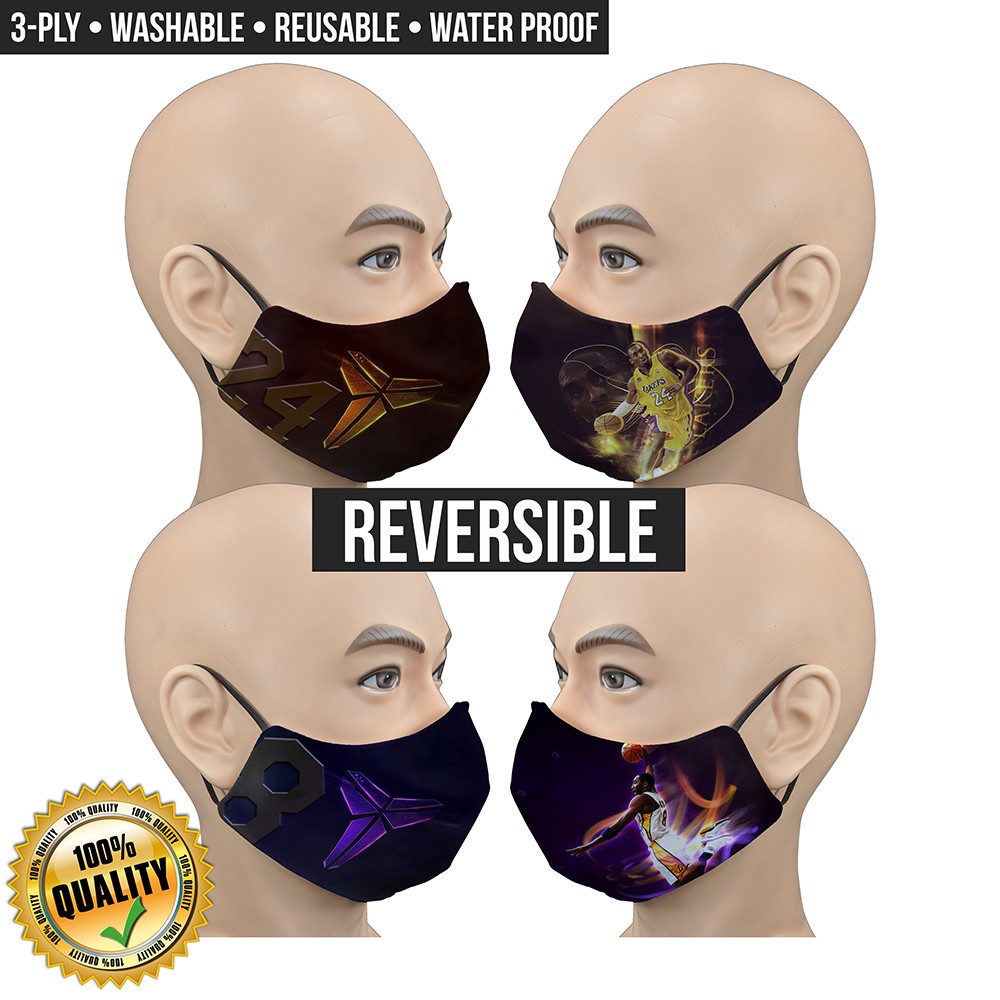 Download Nba Kobe Bryant Mamba Face Mask 3 Ply Reversible Washable Fashionable Shopee Philippines Yellowimages Mockups