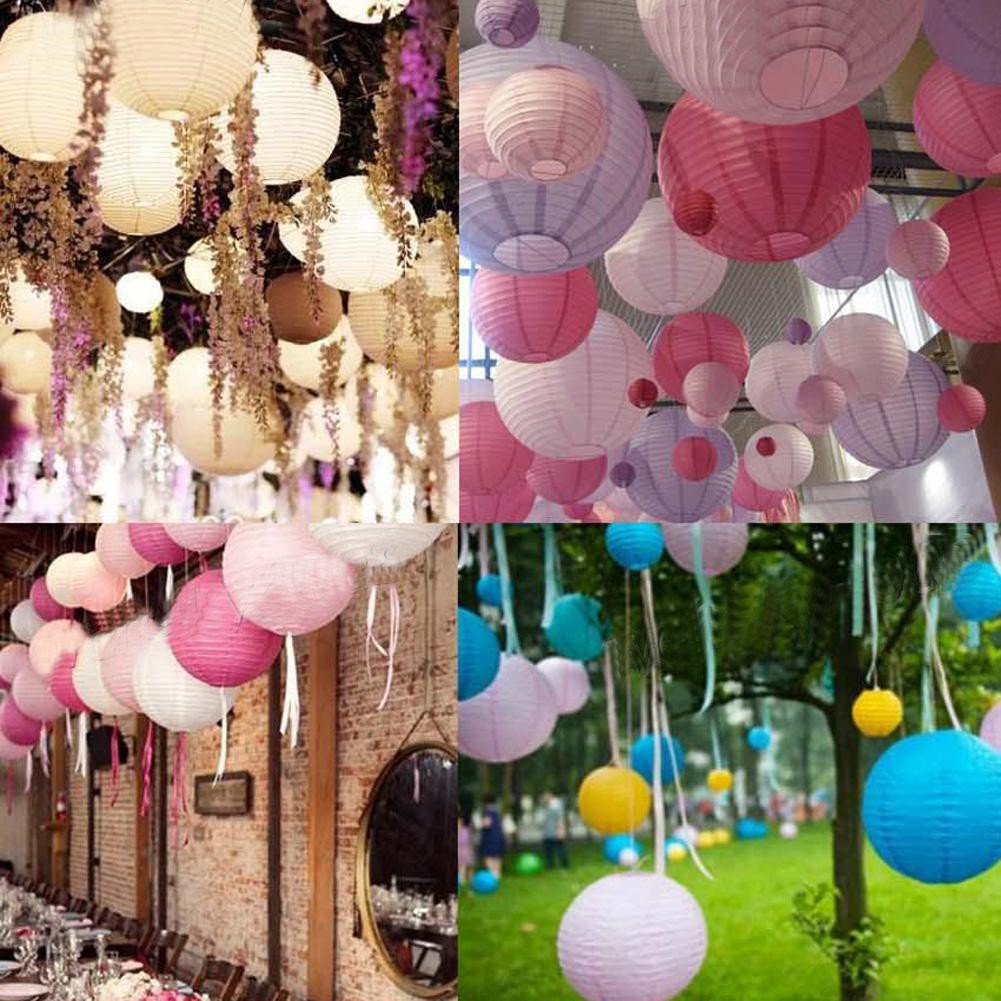 round paper lanterns with lights