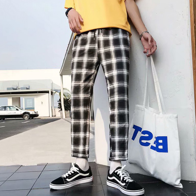 mens plaid jogger pants