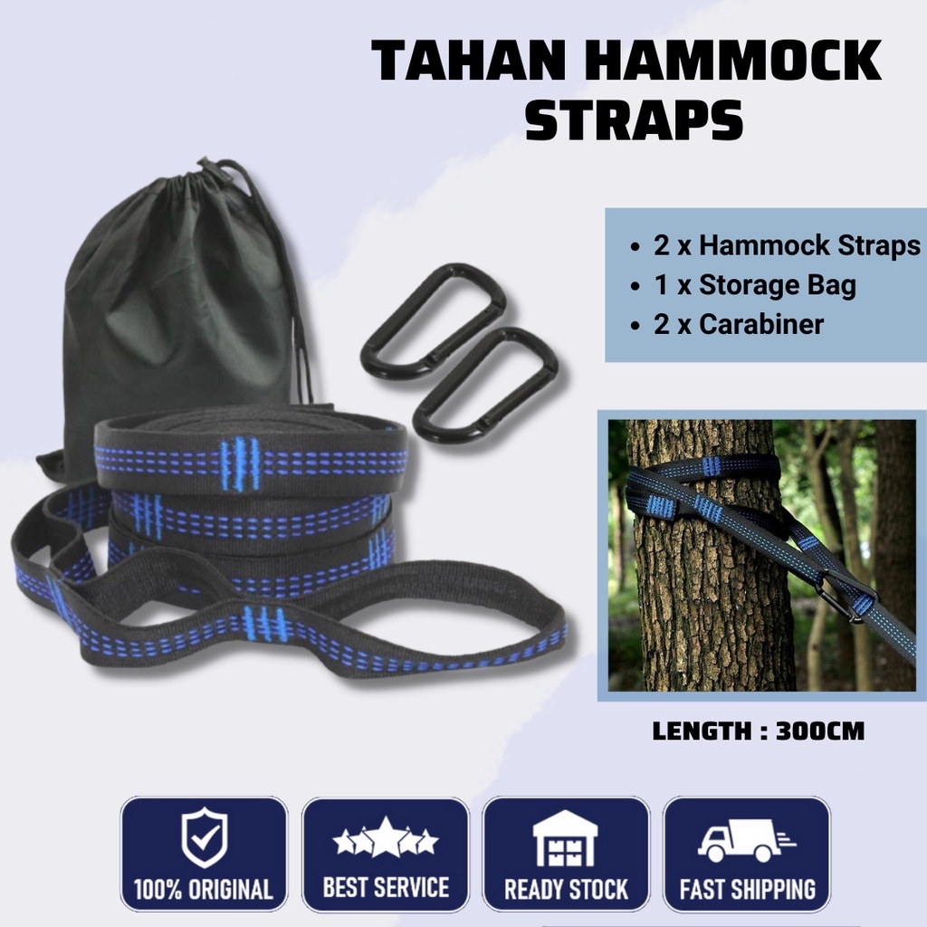 Easydeal Portable Hammock Tree Hanging Belt Hammock Strap Rope with Carabiner 