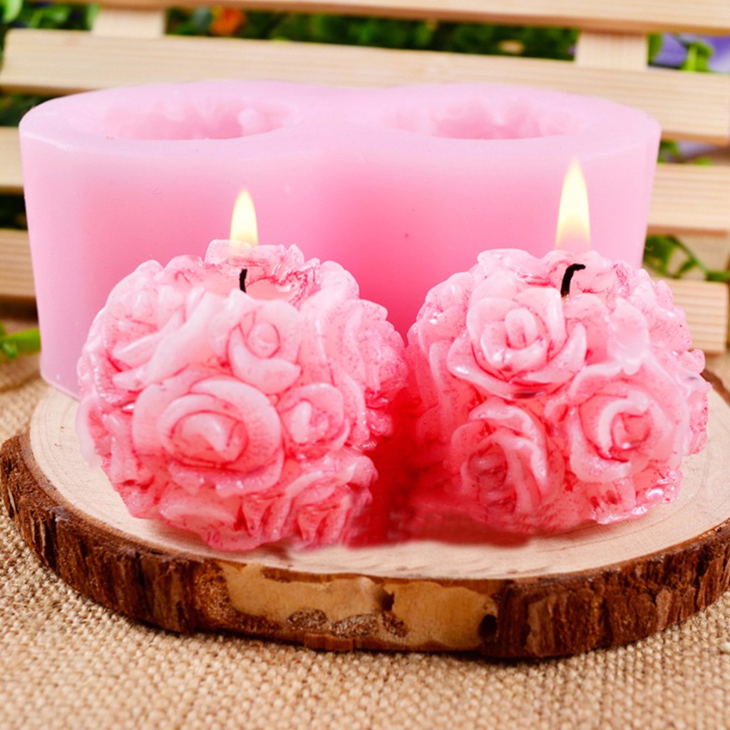 Bbyes 1pc New 3d Rose Flower Ball Shaped Silicone Decorative