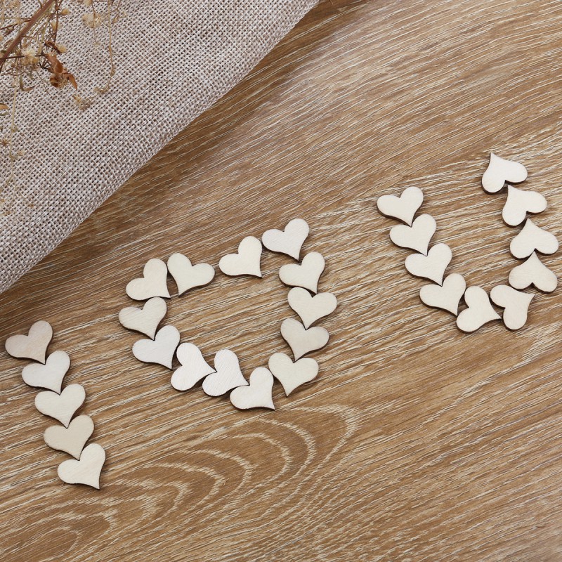 unpainted wooden hearts