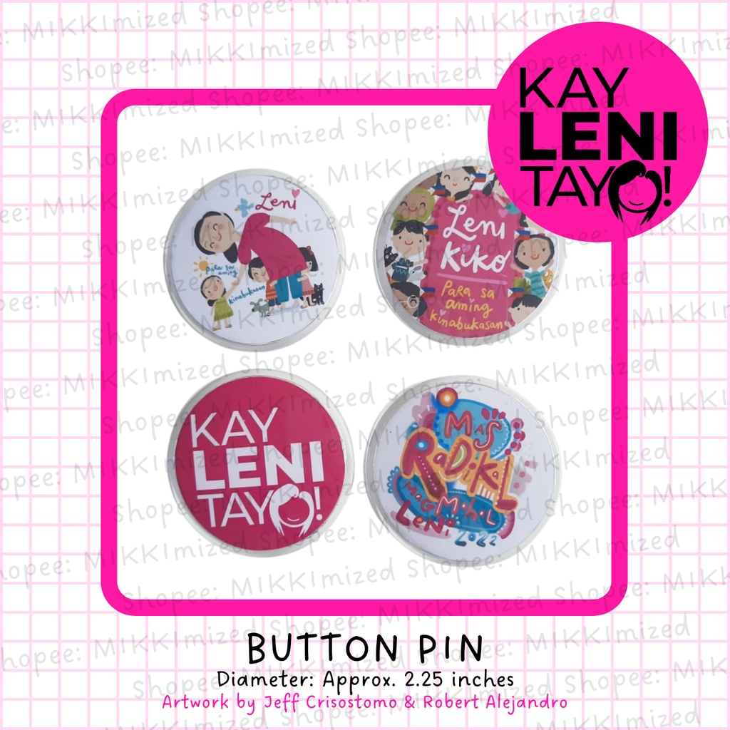 BUTTON PIN Kakampink Leni Robredo Laban Leni 2022 Let Leni Lead Leni ...