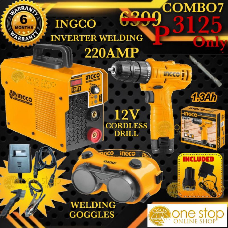 Ingco Inverter Welding Machine 320A & 220A FREE welding goggles(EXTRA FREE CORDLESS DRILL ON