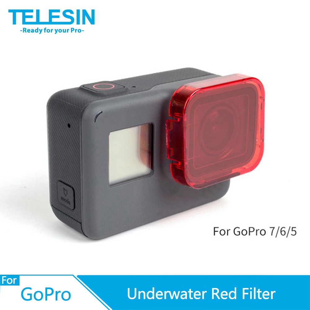 Telesin Diving Lens Waterproof Red Underwater Filter Cover Case For Gopro Hero 5 Hero 6 Hero 7 Shopee Philippines
