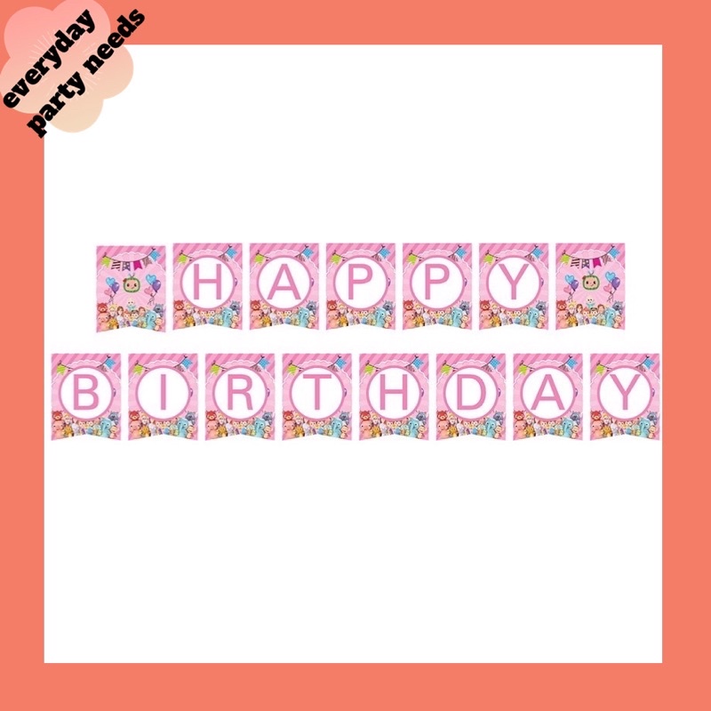 Pink Cocomelon theme Girls happy birthday banner party needs | Shopee ...
