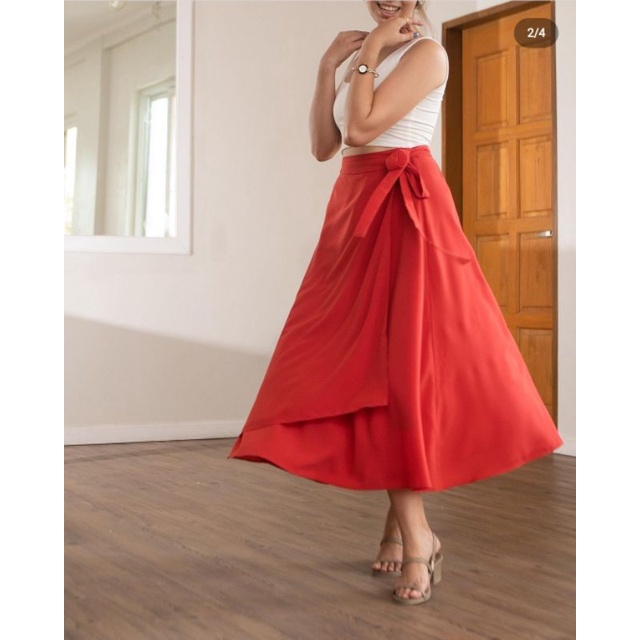 red skirt flowy