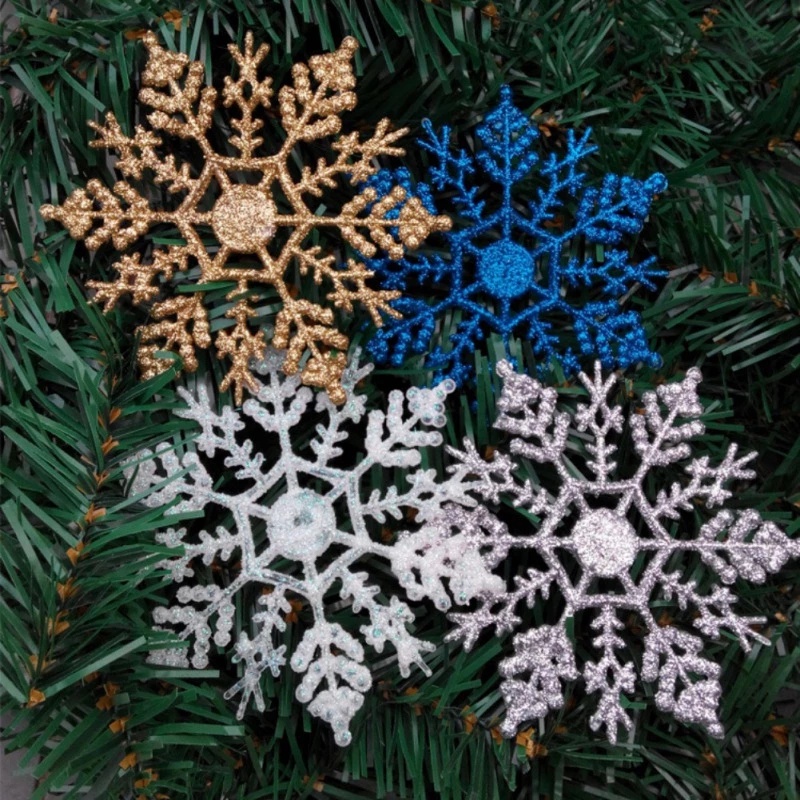 Christmas Decorations Christmas Concepts® Pack of 12-10cm Glitter Snowflake Hanging Decorations Ice Blue