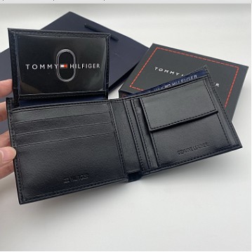 Tommy Hilfiger Tommy Coin Purse Plain Wallet Coin Purse Card Men's Short Clip Men's Wallet Men's Mu
