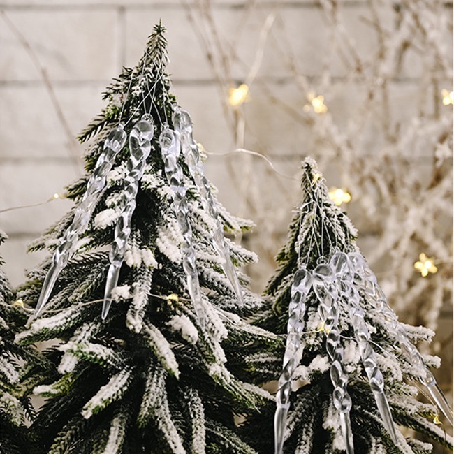 12PCS Christmas Decorations for Home Simulation Ice Xmas Tree Hanging Ornament Fake Icicle Props - Image 2