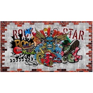 ⋮ Custom photo mural 3d wallpaper Brick Wall Graffiti Rock Hip Hop KTV Music Bar home decor living  #2