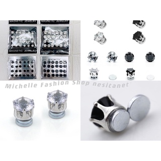 [12pair]Magnetic Zircon Diamond Earring No Piercing Clip on Ear Stud Unisex Magnet Ear Stud Earring #3